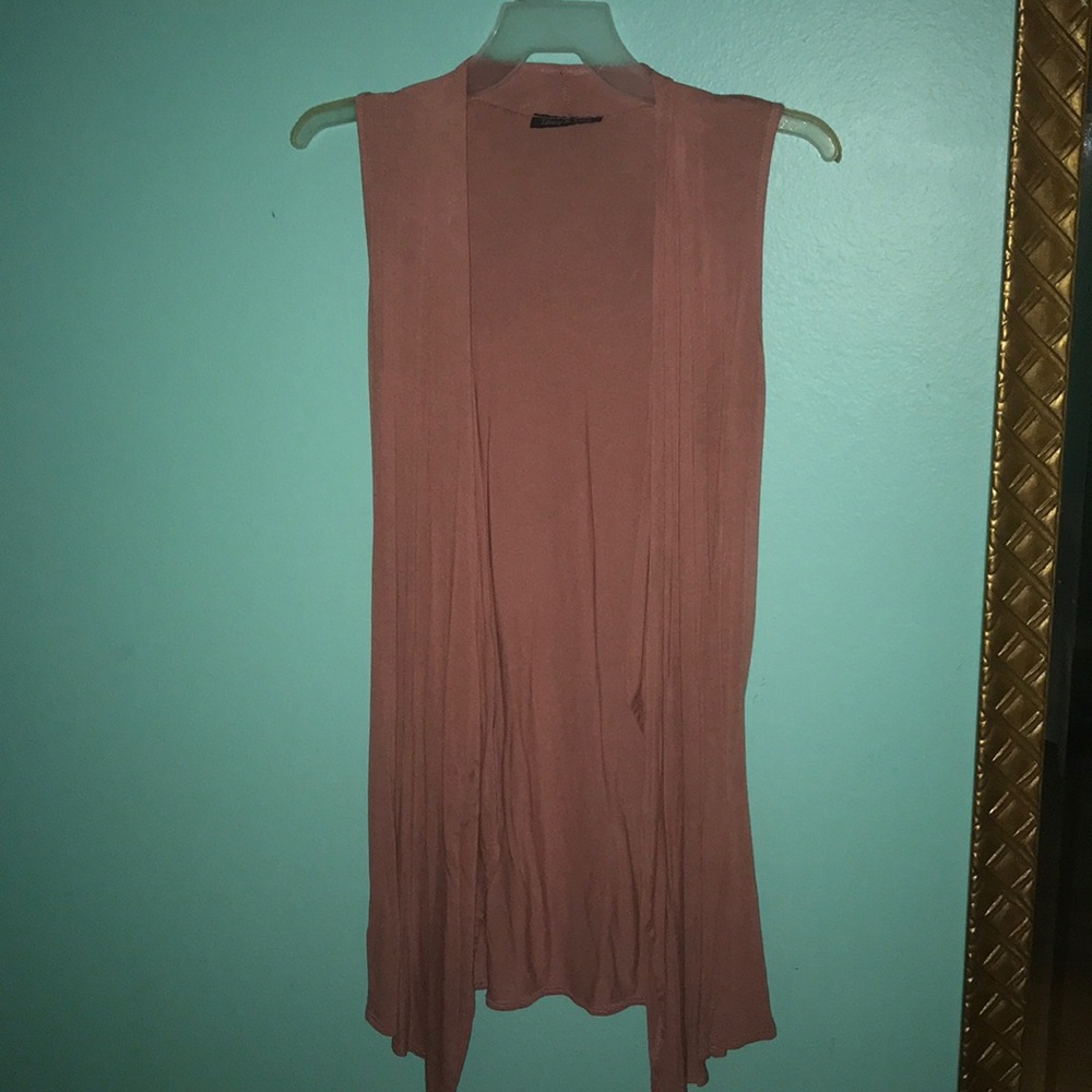 mauve pink sleeveless cardigan